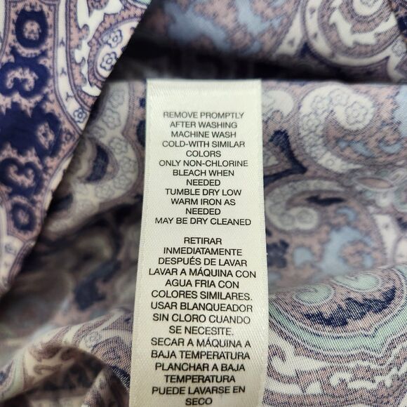 Chico’s Wome 2 US L Purple Paisley Button Up No Iron Blouse Shirt - Picture 7 of 11